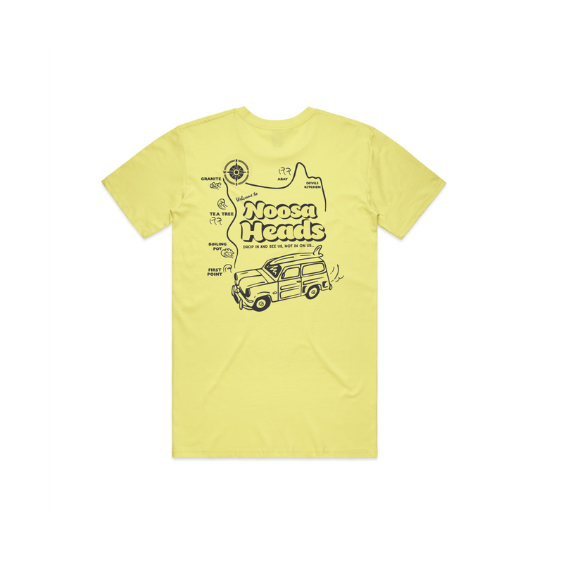 Noosa Map 100% Cotton Tee (Lemon) - The Gentleman's Surf Club